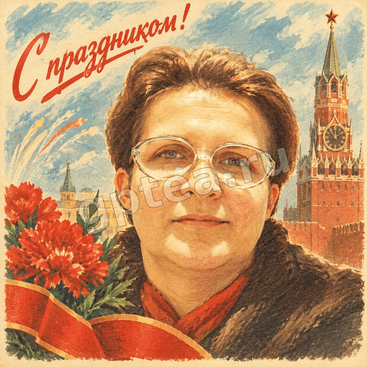Пример обработки фото: Открытка СССР