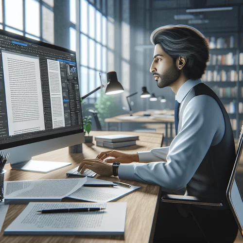 Generated image: Realistic photo of a journalist using GPT for arti...