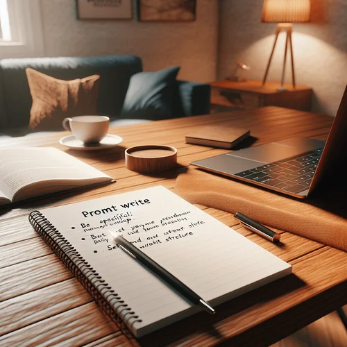 Generated image: Realistic photo of a notepad and laptop on a woode...