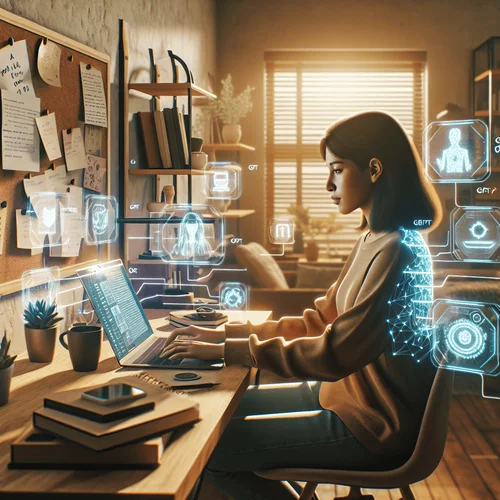 Generated image: A realistic photo of a content creator working on ...